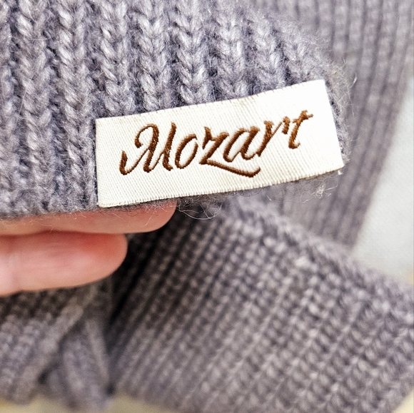 Knitted Hat Beanie Long Scarf set Mozart Wool Thick Dark Grey - Picture 3 of 8